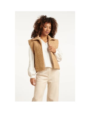 Smashed Lemon Damesbouclé gilet met kraag |