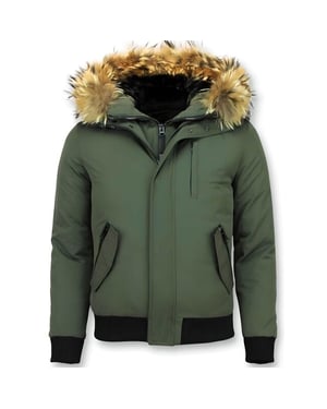 Enos Korte winterjas met bontkraag
