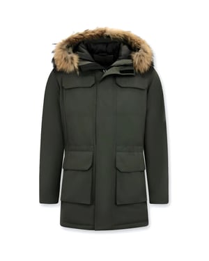 Enos Winterjas parka met grote echte bontkraag