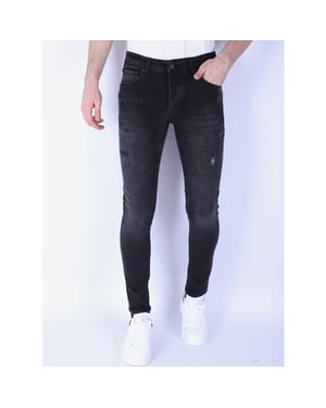 Local Fanatic Stone washing slim fit jeans met stretch 1105