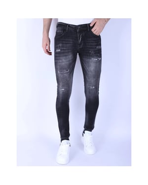 Local Fanatic Stonewash jeans slim fit met scheuren 1096