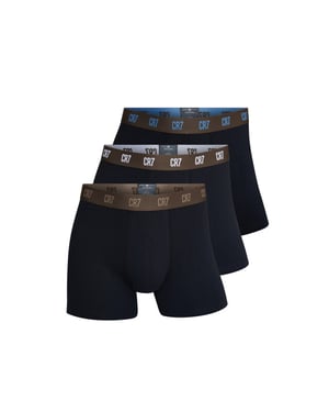 CR7 Heren boxershorts effen zwart/bruin 3-pack