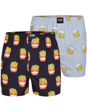 Happy Shorts 2-pack wijde boxershorts bier + friet