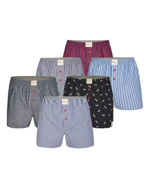 Phil & Co 6-pack geweven wijde boxershorts heren multipack 6-pack