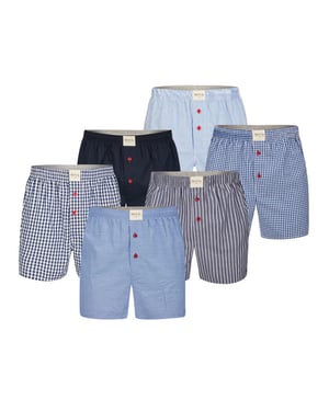 Phil & Co 6-pack geweven wijde boxershorts heren multipack 6-pack