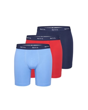 Phil & Co Boxershorts heren met lange pijpen boxer briefs 3-pack rood / blauw