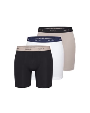 Phil & Co Boxershorts heren met lange pijpen boxer briefs 3-pack zwart / beige / wit