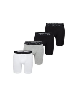 Phil & Co Boxershorts heren met lange pijpen boxer briefs 4-pack wit / grijs