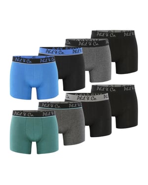 Phil & Co Boxershorts heren multipack 8-pack groen blauw zwart antraciet