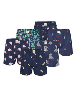 Phil & Co Geweven wijde boxershorts heren 6-pack pack met print