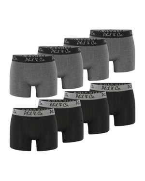 Phil & Co Zwarte boxershorts heren effen zwart / antraciet 8-pack