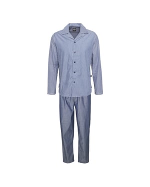 JBS Heren pyjama set lang gestreept met knoopsluiting licht