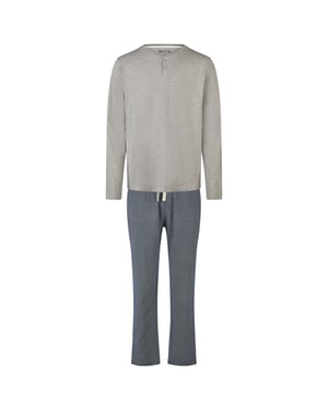 Phil & Co Heren pyjama set lang grijs/blauw