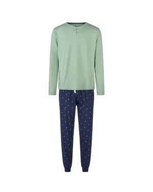 Phil & Co Heren pyjama set lang groen/blauw