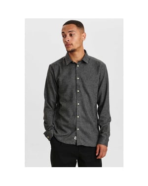 Anerkjendt Aklouis 2 tone melange shirt 900313 granit grey mel