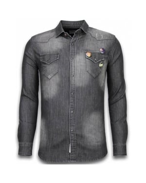 Bread & Buttons Denim shirt spijker slim fit