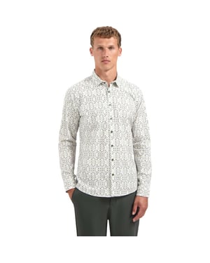 No Excess Shirt stretch allover printed dark green