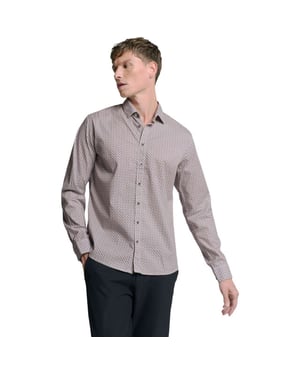 No Excess Shirt stretch allover printed mauve