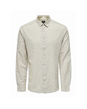 Only & Sons onscaiden ls solid linen shirt noos 22012321 chinchilla