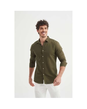 William de Faye Linnen shirt kaki