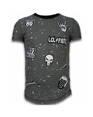 Local Fanatic Longfit asymmetric embroidery t-shirt patches