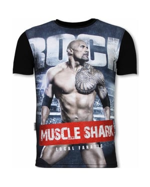 Local Fanatic Muscle shark rock digital rhinestone t-shirt