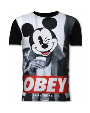 Local Fanatic Obey mouse digital rhinestone t-shirt