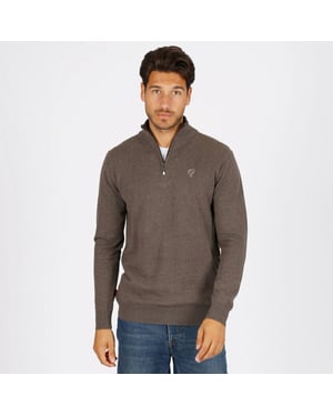 Q1905 Trui kralingen donker taupe melange