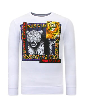 Tony Backer Sweater met print tiger poster