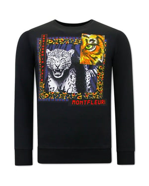 Tony Backer Sweater met print tiger poster
