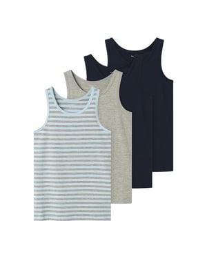 Name It Jongens hemd top nkftank gestreept/effen 4-pack multicolor