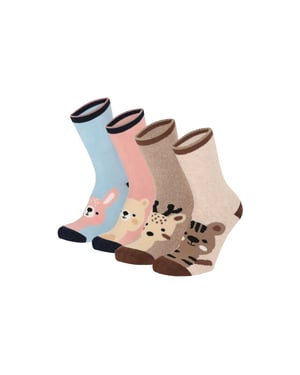 Apollo Huissokken meisjes kind 4-pack dierenprint antislip