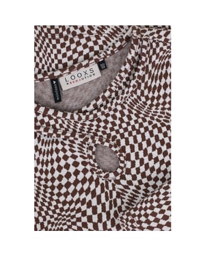 Looxs Revolution Top met swirl check print bruin voor meisjes in de kleur
