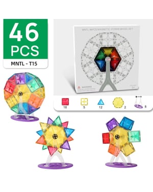 MNTL Magnetische tegels rainbow draaimolen 46 stuks