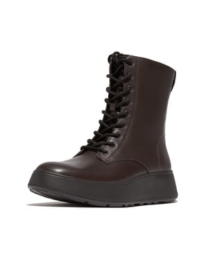 FitFlop F-mode leather lace-up flatform ankle boots