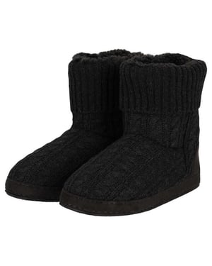 Apollo Dames pantoffels kabel patroon antraciet