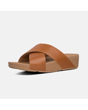 FitFlop Lulu cross slide sandals leather