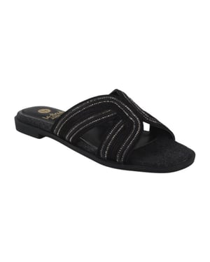 La Strada 2401931-1001 black/pewter dames slippers