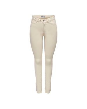 Only Onlblush mid slim long slit pant pn ecru