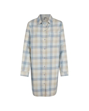 By Louise Dames pyjama nachthemd lang flanel geruit blauw