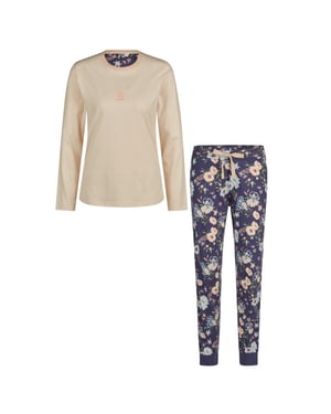 By Louise Dames pyjama set jersey katoen gebloemd oranje blauw