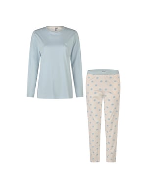 By Louise Dames pyjama set lang lichtblauw gestipt