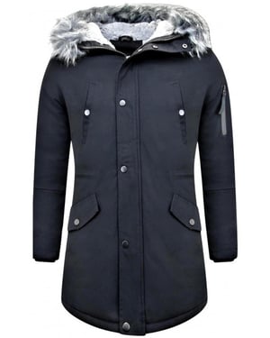 Enos Lange winterjas met faux bontkraag