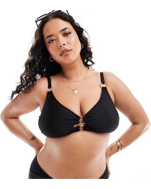 Yours jewel bikini top co-ord in black