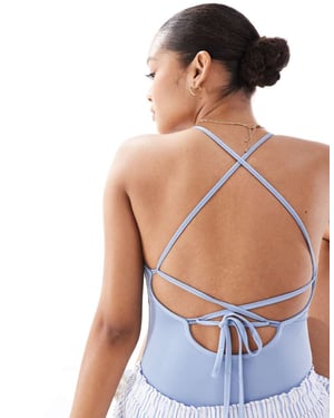 Pimkie lace up back detail body in blue