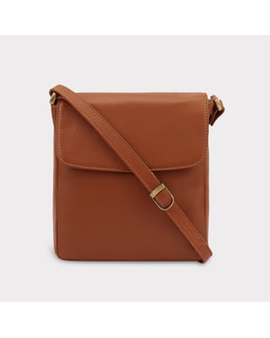 Saharsa Leather Cross Body Bag in Brown