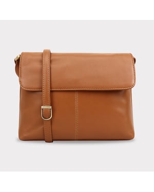 Kheda Leather Cross Body Bag in Brown