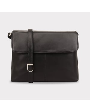 Kheda Leather Cross Body Bag in Black