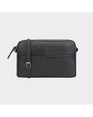 Batian Leather Cross Body Bag in Navy
