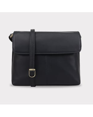 Kheda Leather Cross Body Bag in Navy
